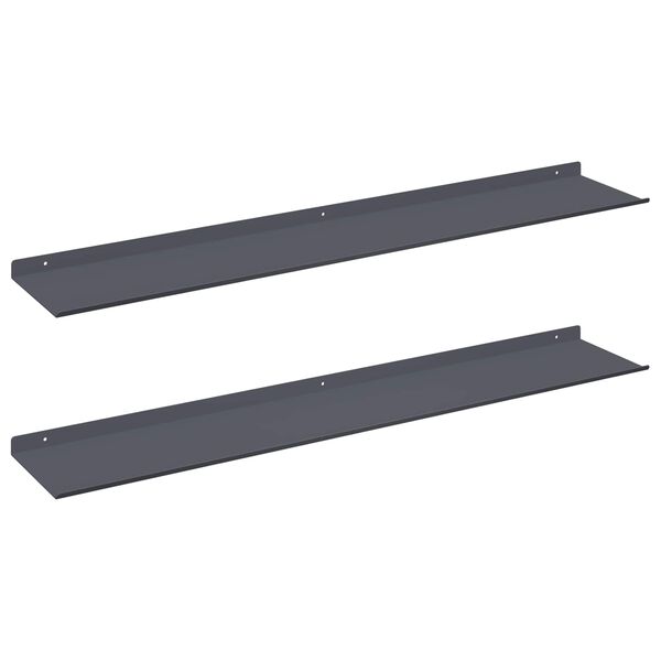 vidaXL Estante flotante 2 pcs Antracita 100 x 18 x 2,5 cm Acero