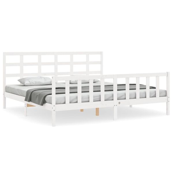 vidaXL Estructura de cama sin colch&oacute;n madera maciza blanca 200x200 cm