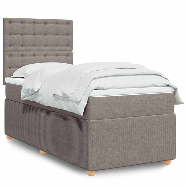 vidaXL Cama box spring con colch&oacute;n tela gris taupe 80x200 cm