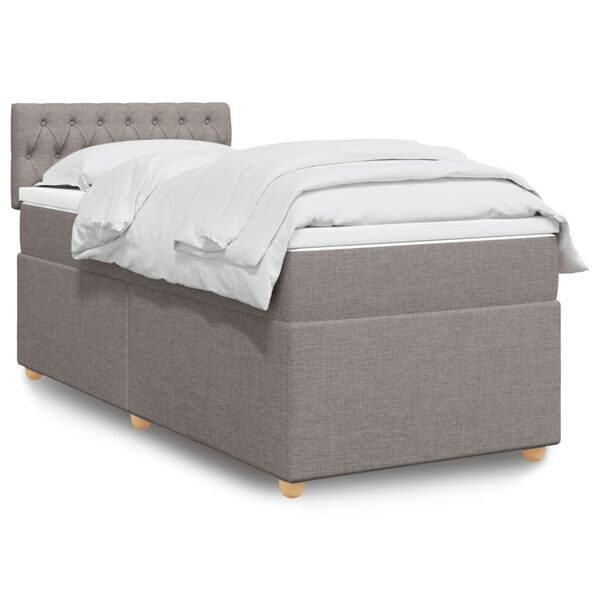 vidaXL Cama box spring con colch&oacute;n tela gris taupe 80x200 cm