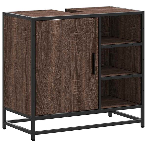vidaXL Mueble de lavabo madera de ingenier&iacute;a roble marr&oacute;n 65x33x60 cm