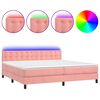 vidaXL Cama box spring colch&oacute;n y LED terciopelo rosa 200x200 cm