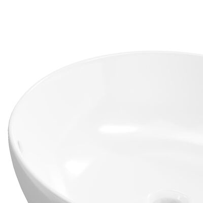 vidaXL Lavabo redondo cerámica blanco 44x17 cm