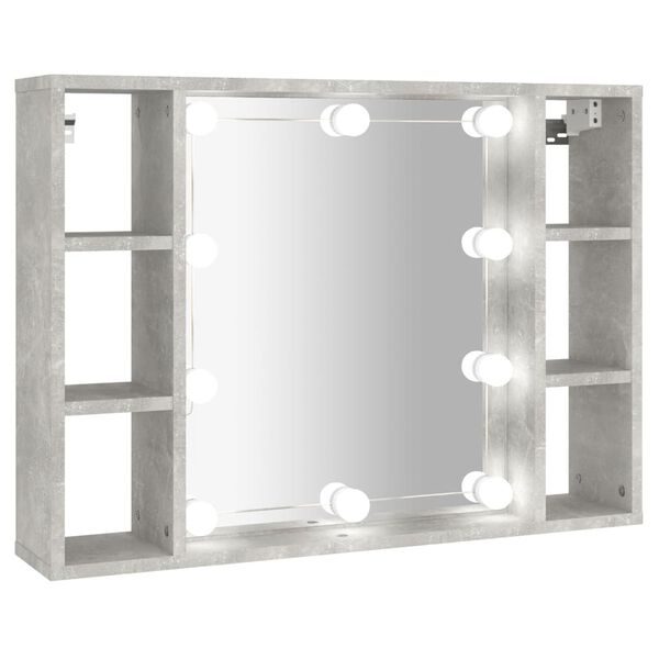 vidaXL Mueble con espejo y luces LED gris hormigón 76x15x55 cm