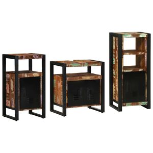 vidaXL Juego de muebles de ba&ntilde;o 3 uds. Multicolor y negro