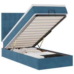 vidaXL Estructura de cama otomana colchones terciopelo azul oscuro