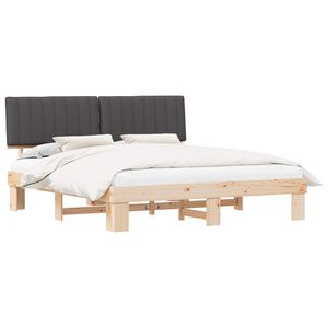 vidaXL Estructura de Cama con Cabecera Tapizada Gris oscuro