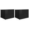 vidaXL Mesitas noche 2 uds contrachapada negro brillo 40x30x30 cm