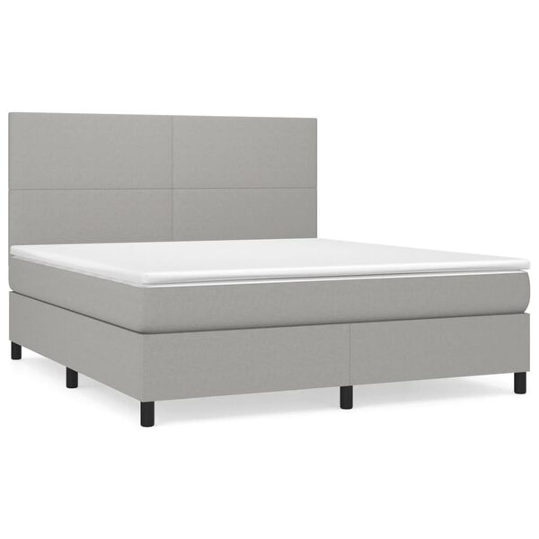 vidaXL Cama box spring con colch&oacute;n tela gris claro 180x200 cm