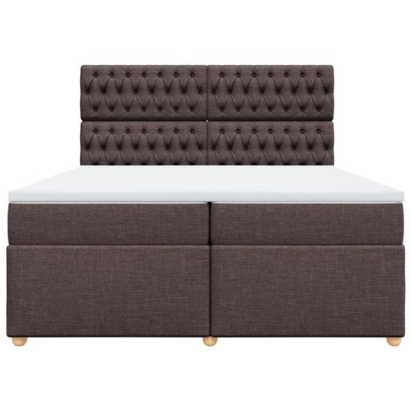 vidaXL Cama box spring con colch&oacute;n tela marr&oacute;n oscuro 200x200 cm