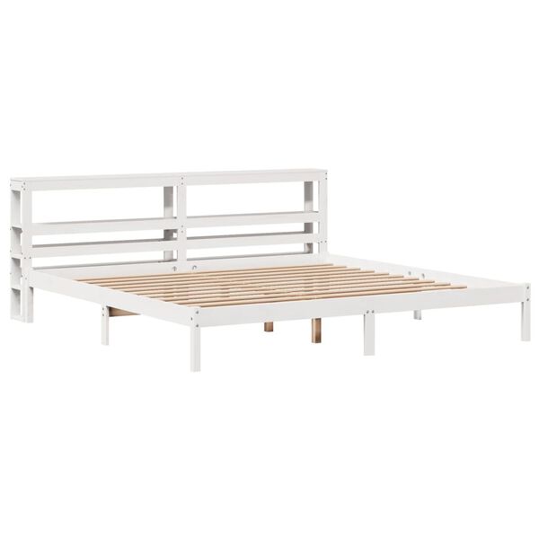 vidaXL Cama sin colch&oacute;n madera maciza de pino blanca 180x200 cm