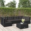vidaXL Set muebles de jard&iacute;n 6 piezas y cojines rat&aacute;n sint&eacute;tico negro