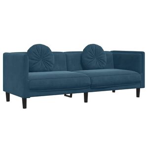 vidaXL Sof&aacute; con cojines 3 plazas terciopelo azul