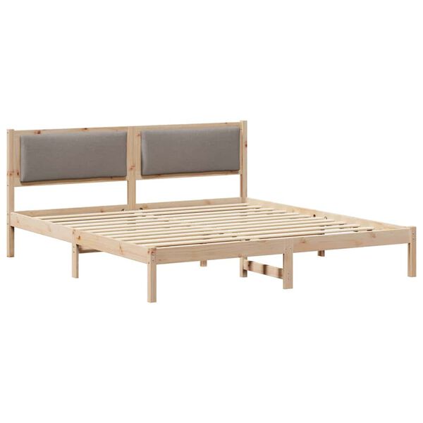 vidaXL Estructura de cama Taup&eacute; 180 x 200 cm Madera de pino macizo