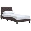 vidaXL Estructura de cama sin colch&oacute;n tela marr&oacute;n oscuro 90x200 cm