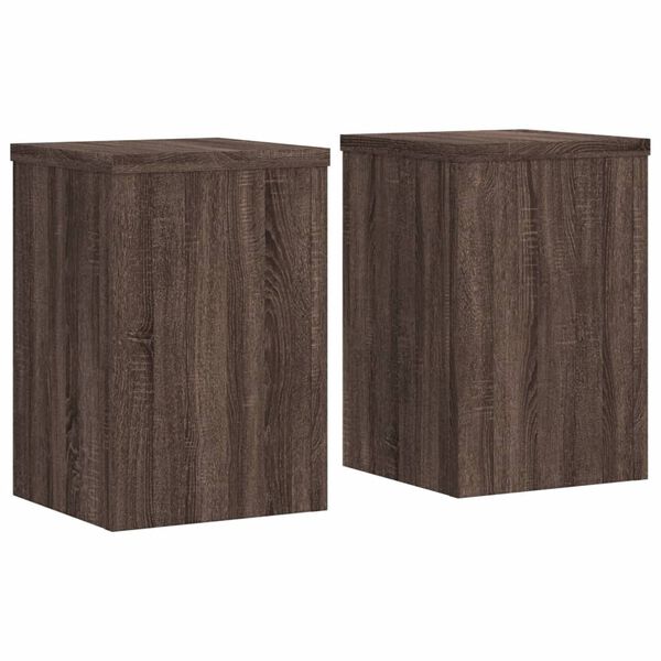 vidaXL Soportes de plantas 2 uds madera marr&oacute;n roble 20x20x30 cm