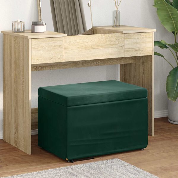 vidaXL Taburete Verde oscuro Terciopelo y Madera Fabricada