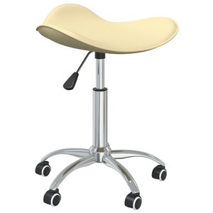 vidaXL Silla de oficina de cuero sint&eacute;tico color crema