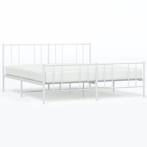 vidaXL Estructura cama sin colch&oacute;n con estribo metal blanco 180x200 cm
