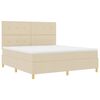 vidaXL Cama tipo Box Spring con colch&oacute;n Crema 180 x 200 cm tela