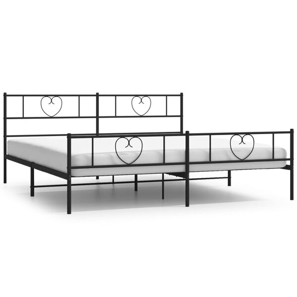 vidaXL Estructura cama sin colch&oacute;n con estribo metal negro 180x200 cm