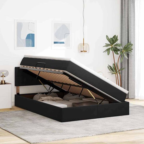 vidaXL Cama con almacenamiento y LED Negro 140 x 190 cm Terciopelo