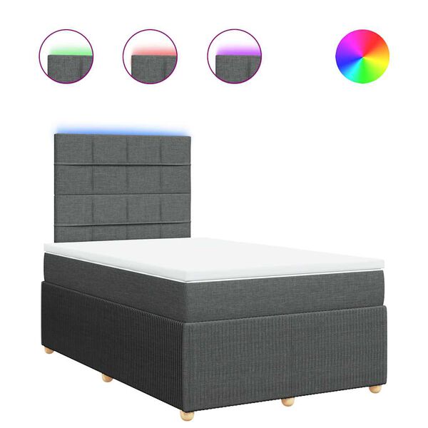 vidaXL Cama box spring con colch&oacute;n tela gris oscuro 120x200 cm