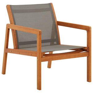 vidaXL Silla de jard&iacute;n madera maciza de eucalipto y textilene gris