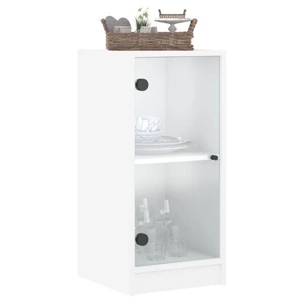 vidaXL Armario auxiliar con puertas de vidrio blanco 35x37x75,5 cm