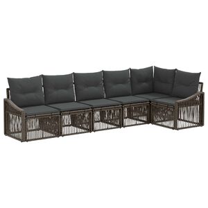 vidaXL Conjunto de sof&aacute;s de jard&iacute;n 6 uds. Gris rat&aacute;n sint&eacute;tico