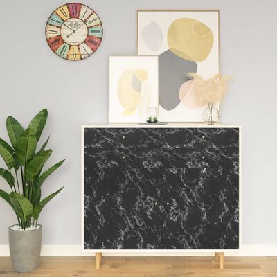 vidaXL Láminas autoadhesivas muebles PVC piedra negra 500x90 cm