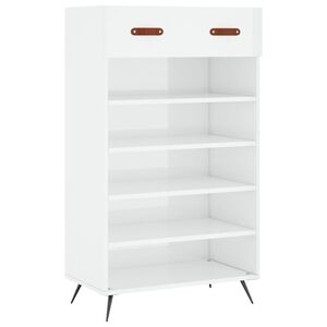 vidaXL Zapatero madera contrachapada blanco brillo 60x35x105 cm