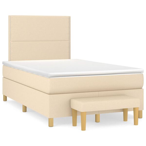 vidaXL Cama box spring con colch&oacute;n tela color crema 120x200 cm