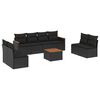 vidaXL Set de sof&aacute;s de jard&iacute;n 8 piezas y cojines rat&aacute;n sint&eacute;tico negro