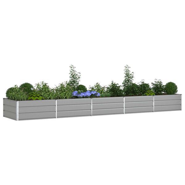vidaXL Jardinera Gris Claro 195 x 100 x 45 cm Acero Galvanizado