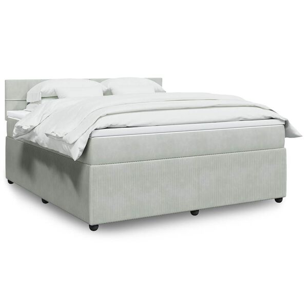 vidaXL Cama box spring con colch&oacute;n terciopelo gris claro 180x200 cm