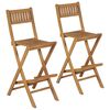 vidaXL Taburetes plegables de bar de jard&iacute;n 2 uds madera teca maciza