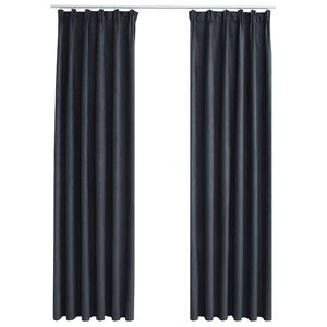 vidaXL Cortinas opacas con ganchos 2 unidades gris antracita 140x175cm