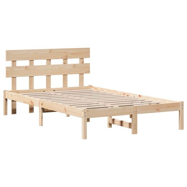 vidaXL Estructura de cama Marr&oacute;n 140 x 190 cm Madera maciza de Pino