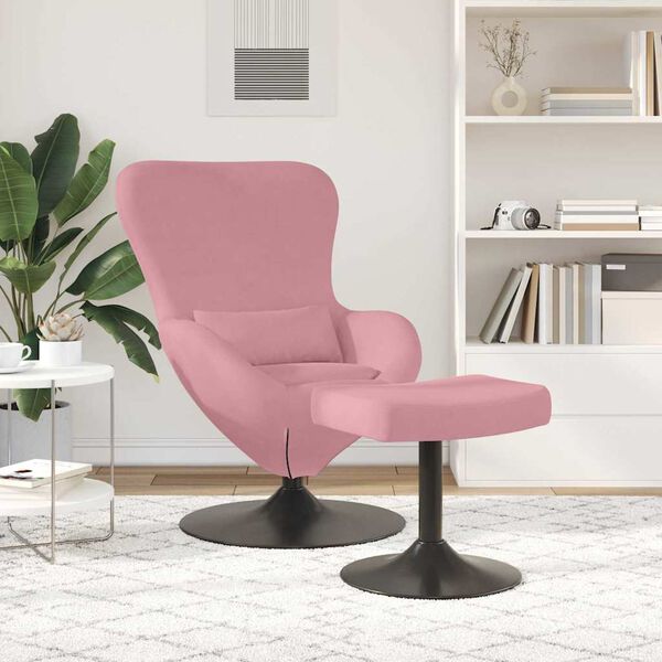 vidaXL Silla Huevo con Puff Rosa 63 x 73 x 90 cm Terciopelo