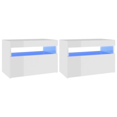 vidaXL Muebles de TV con luces LED 2 uds blanco brillante 60x35x40 cm