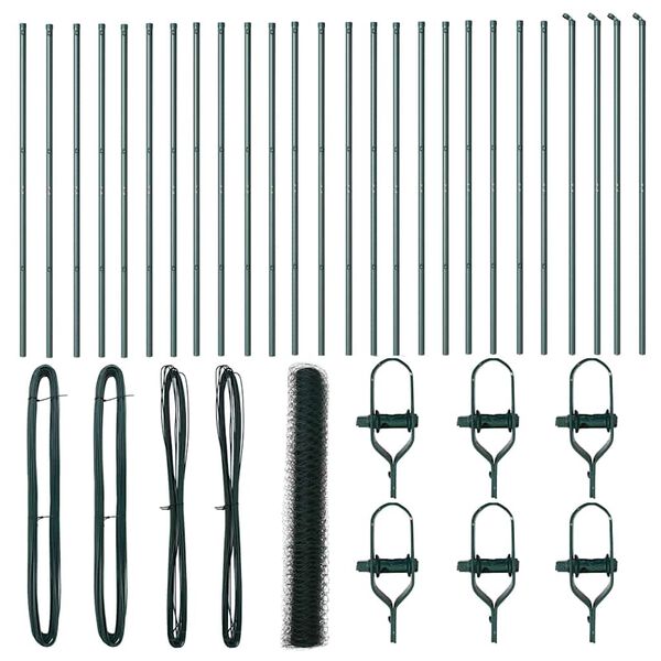 vidaXL Poste de Valla Verde 50 x 1,2 m (malla de 50 mm) Acero y PVC