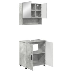 vidaXL Juego de muebles de ba&ntilde;o con almacenamiento 2 pcs Gris Concreto