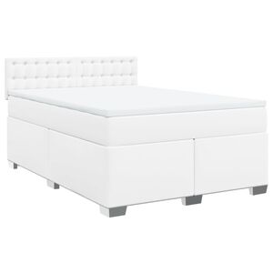 vidaXL Cama box spring con colch&oacute;n cuero sint&eacute;tico blanco 160x200 cm