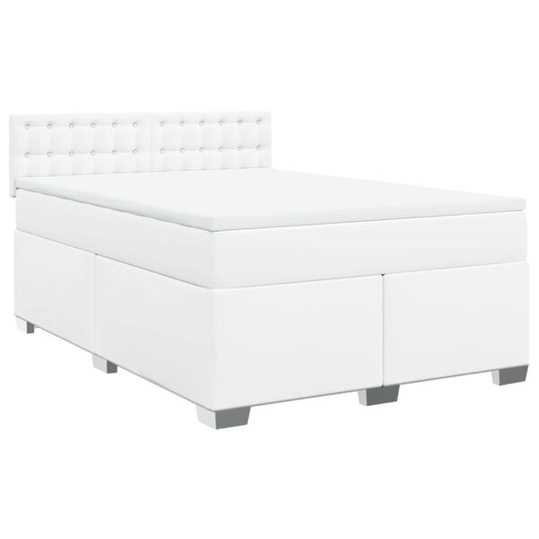 vidaXL Cama box spring con colchón cuero sintético blanco 160x200 cm