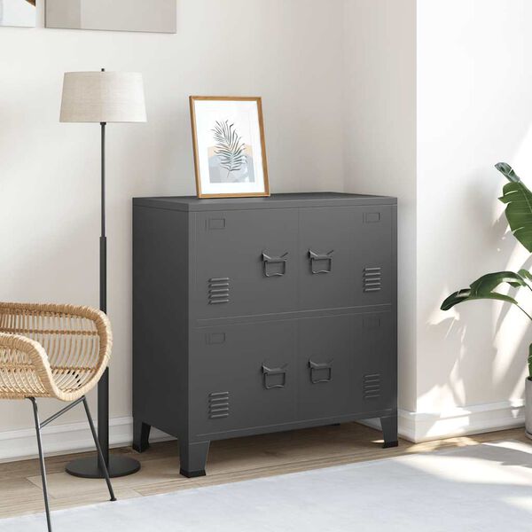 vidaXL Baúl de almacenaje industrial acero antracita 75x40x80 cm