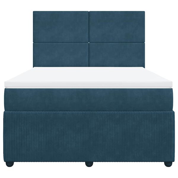 vidaXL Cama box spring con colch&oacute;n terciopelo azul oscuro 140x190 cm