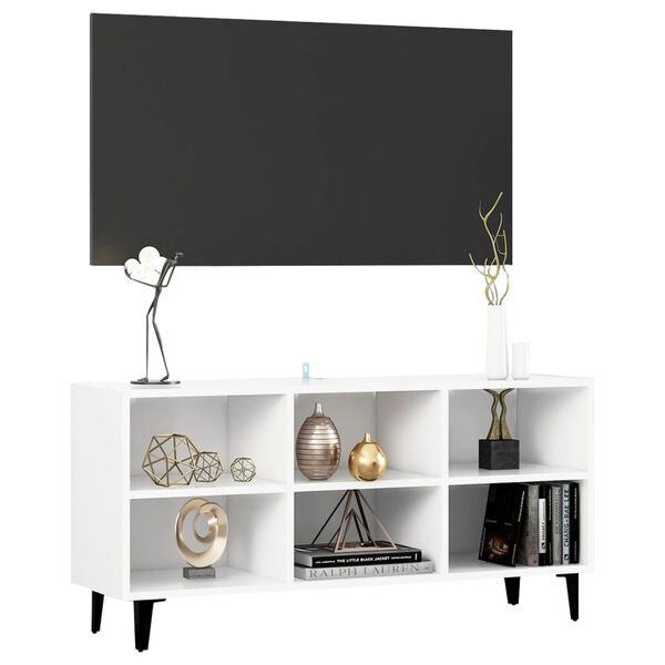 vidaXL Mueble de TV con patas de metal blanco 103,5x30x50 cm