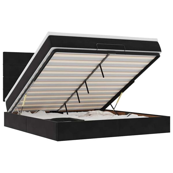 vidaXL Estructura de cama otomana colchones terciopelo negra 160x200cm