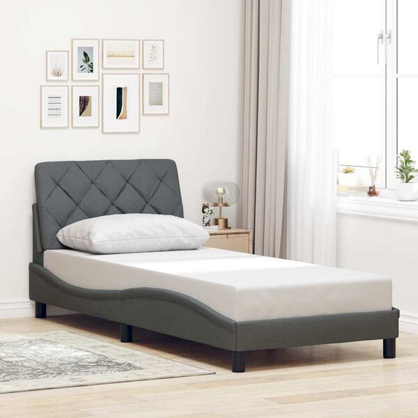vidaXL Estructura de cama sin colch&oacute;n tela gris oscuro 80x200 cm